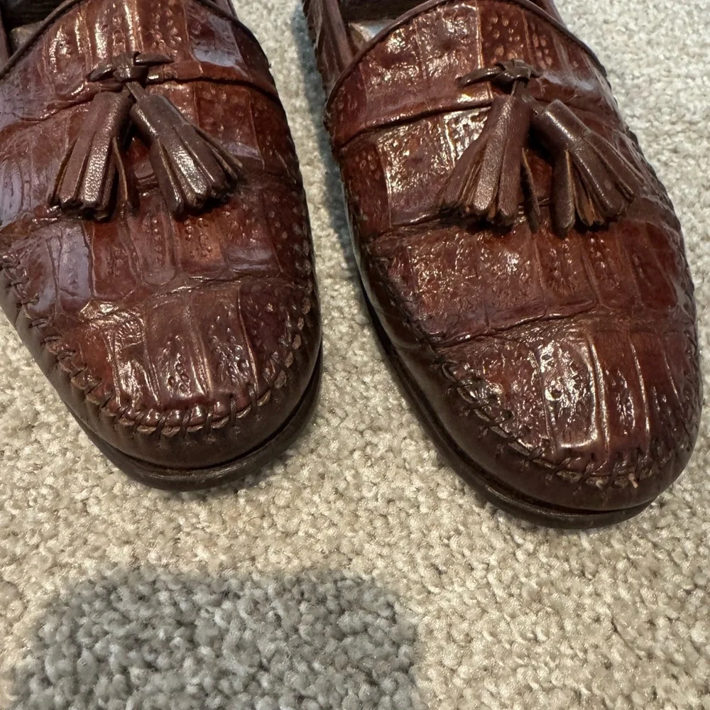 Brown Leather and Genuine Crocodile Loafers for Men - Picture 3 of 5
